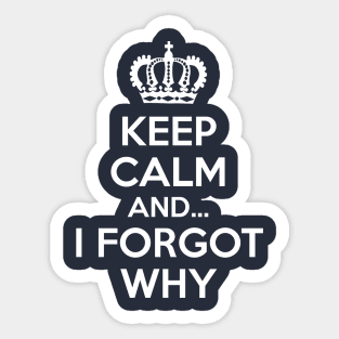 Keep Calm and... I Forgot Why Sticker